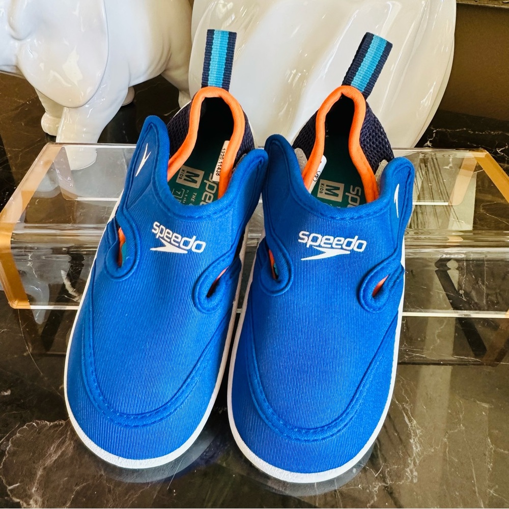SPEEDO TODDLER HYBRID WATER SHOES SIZE MEDIUM BLUE NEOPRENE 7” LENGTH GREAT - Picture 3 of 12